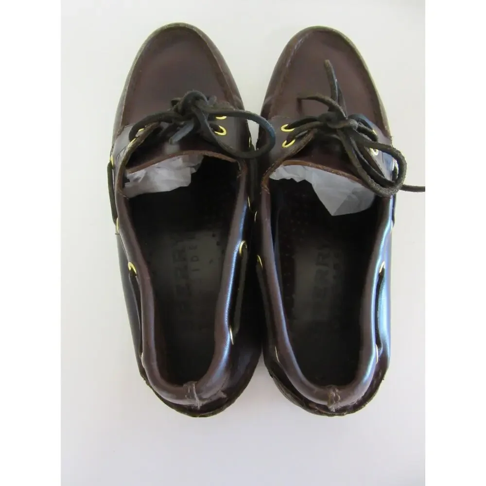 SPERRY Men's Brown Leather Slip On 9 Casual Boat Shoes